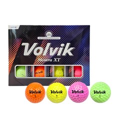 Volvik Mostra XT彩色3層高爾夫球, 12顆, 粉色 + 黃色 + 綠色 + 橘色, 1組
