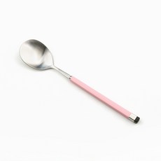 Bogen 兒童方形雙色餐具湯匙, 1個, 銀色 + 粉紅色, 單品