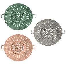 FLaiTO 矽膠蒸籠盤 Set 韓國製造 卡其綠色 + 灰色 + 磚紅色, 24.2cm, 1組