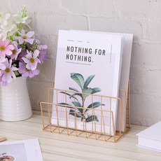 w에이블 3단 잡지 철제 책꽂이 선반 랙, 10 골드