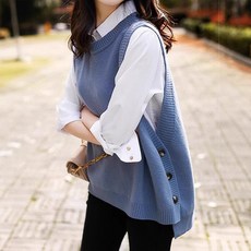 daysoy 女性側邊鈕扣不對稱針織背心