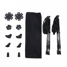 Ansisters 5段內鎖式登山杖 2入, 黑色, 2個