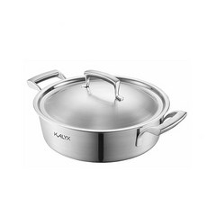 PNPOONGNYUN Kalyx IH感應雙耳5層不鏽鋼淺湯鍋+鍋蓋, 24厘米, 單色