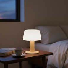 쉬폰 케이크 미드센츄리 인테리어 무선 무드등, 화이트 + 크림버터