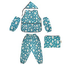 bebe chouette 孩童圖案印花網眼防水背心圍兜組, 貓頭鷹款