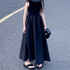 Iyumong女童涼感透氣Barokong傘狀無袖長版洋裝