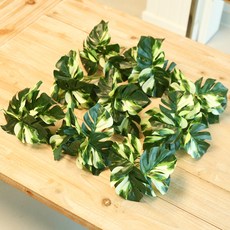 JOART 室內裝飾人造葉片 人造植物葉叢 9入組, 白斑龜背芋, 1套