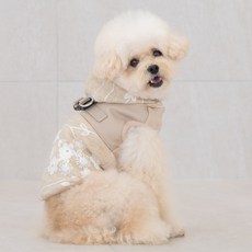 핑카홀릭 강아지 샐린다인 하네스 민소매 후드 티셔츠 TS7772, 베이지, 1개