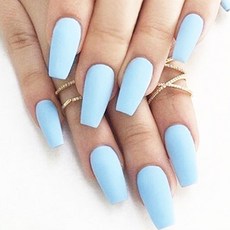 市集風霧面單色美甲片, 4個, 芭蕾淺藍