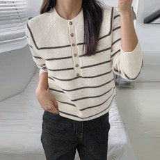 보리맘 차분한 스트라이프 헤어리 임산부 니트 VA091