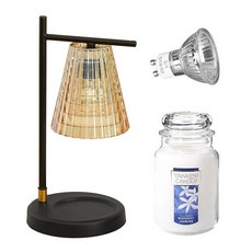 YANKEE CANDLE 蠟燭加熱燈+蠟燭組 L號, 黑色(蠟燭加熱燈)+Midnight Jasmine(蠟燭)