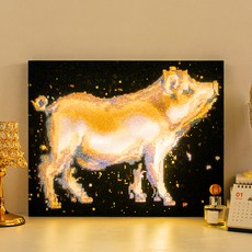 ARTJOY DIY LED 畫布款鑽石畫 40 x 50 cm, 1個, 黃金豬