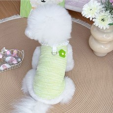 Yoreungae 寵物蕾絲領結花朵胸背帶掛環背心, 1個, 01 綠色