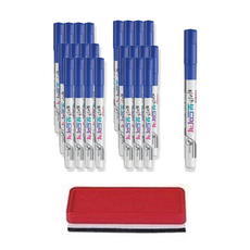 monAmi 白板筆 FINE 24入 + 板擦組, 藍色, 1套