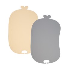 이놀 TPU 이유식 안심 도마 2종 세트, 바닐라, 그레이