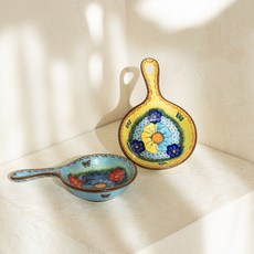 Silesia 波蘭風格手柄小碟子組, 1組, 2個手柄小碟子, 藍金盞花