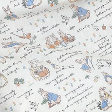 르우홈 20수 면 패브릭 토끼일기 원단, 아이보리, 1개