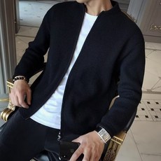 JTL男款休閒修身純色搭配拉鍊針織衫