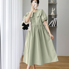 孕婦鈕釦哺乳連身裙
