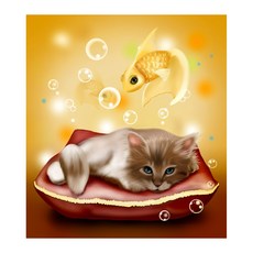 KMELLIE 3D 方形鑽石畫套組, 夢想貓咪, 1套