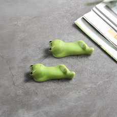 모던앳 게으른 동물친구 도자기 수저 받침, 한량 개구리, 2개