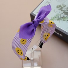 HANNAL RIBON 女孩童微笑臉布面髮箍