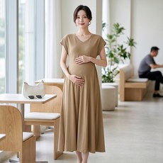 인피어스 브이넥 소프트 임부 반팔 원피스 I263-0324