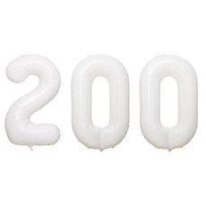 JOYPARTY 數字銀箔氣球 大 200, 白色, 1個