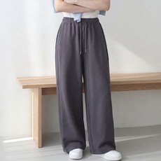 Pippin 女款斜線開衩摺疊寬版鬆緊帶長褲 711176