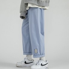 Goodif 男性復古迷你補丁寬版反摺褲