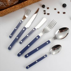 Haru It不鏽鋼北歐風西餐餐具 6件組, 1套, 湯匙+叉子+刀+茶匙+茶叉+奶油刀, 寶藍色