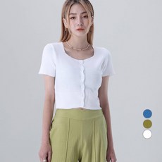 Awesomearound 女款方領短袖針織開襟衫