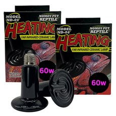 노모이펫 파충류 세라믹 원적외선 히팅램프 플랫 60W ND-04, 2개, 혼합색상