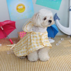 AMYLOVESPET 狗狗LA格紋雨衣斗篷, 黃色