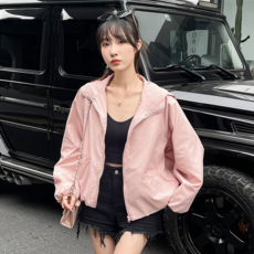 PEONIST 素色連帽抽繩長袖防風外套