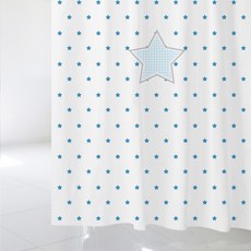 北歐風印花浴簾 sc224 L號 1800*1880mm+不鏽鋼掛鉤 12入+白色窗簾桿, 1套