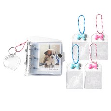 證件照裝飾鑰匙圈口袋 10入組 + 迷你照片夾鑰匙圈 4入組, 混合顏色(證件照裝飾鑰匙圈口袋), 隨機出貨(迷你照片夾鑰匙圈)