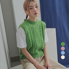 Awesomearound 女款圓領鏤空麻花針織馬甲背心