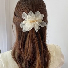 디멜디 시스루 메쉬 반머리 헤어집게핀