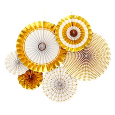 Partyzzang 紙扇裝飾 3款*2入組合, 金子