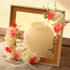 Seren Flower 人造花 納骨塔 納骨塔 裝飾 角落型 花圈組, 粉紅色, 1套