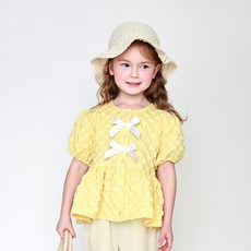 MARI N MORI 女童款夏季爆米花蝴蝶結雪紡衫