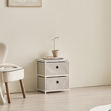 ON 알토 패브릭 서랍장, 화이트 + 라이트 그레이, 2단