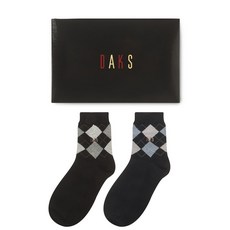 DAKS 小號 Argyle 重木休閒襪 2 件套 DGSS1E206, 黑色, 海軍藍