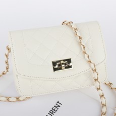 Right Now 鑽石菱格紋鍊條斜背包 RM80622, 象牙白