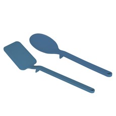 Reborn.J 不沾桌面矽膠廚具2件組, 海軍藍, 鍋鏟 + 炒勺, 1套