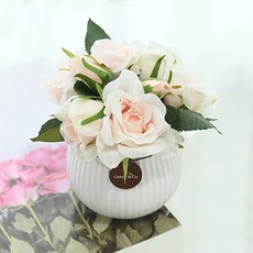 도시정원 엔틱 장미 조화 소품, 크림, 1개