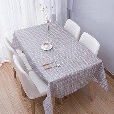 노크노크 북유럽 패턴 그리드 체크 방수 식탁보, 그레이, 90 x 137 cm, 2개
