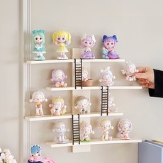 soonZAM 盲盒公仔展示壁掛式展示架, 白色, 4層