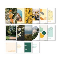 pawpaw paper 情感室內明信片 2件套, 黃綠色, 2套